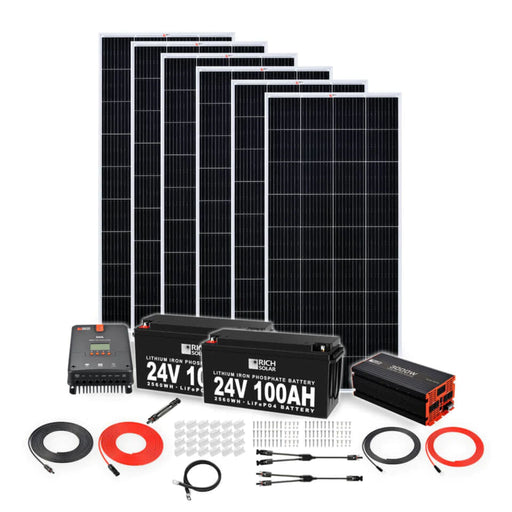 Rich Solar 1200 Watt 24v Complete Solar Kit With 5.1 kWh Battery Power Generation Rich Solar   