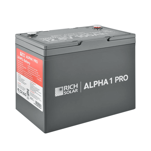 Rich Solar Alpha 1 Pro 12V 100Ah LiFePO4 Lithium Iron Phosphate Battery with Internal Heat Technology & Bluetooth Power Generation Rich Solar   