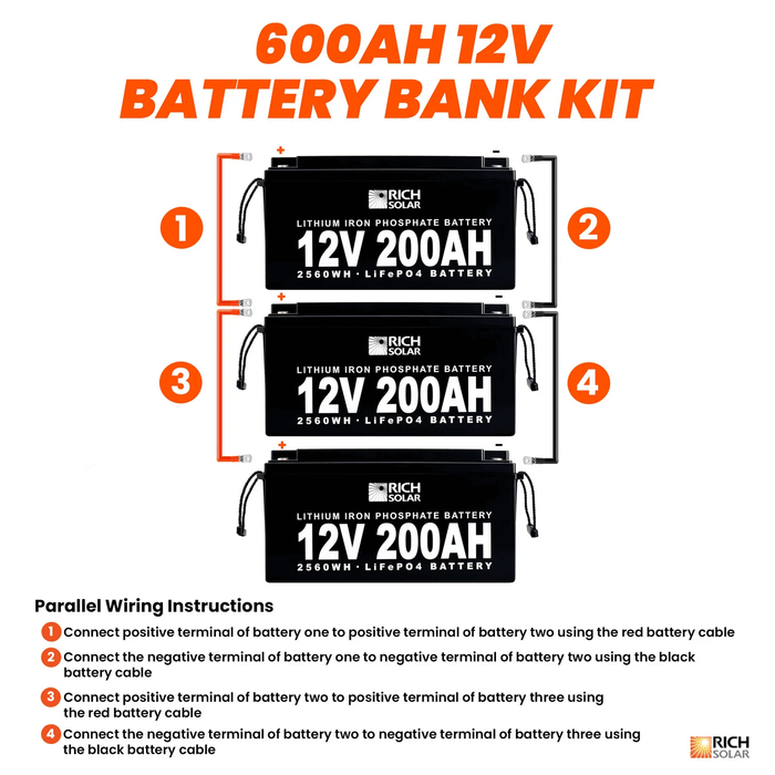 Rich Solar 12V 600AH Lithium Battery Bank | 7.6kWh Energy Storage Solution Power Generation Rich Solar   