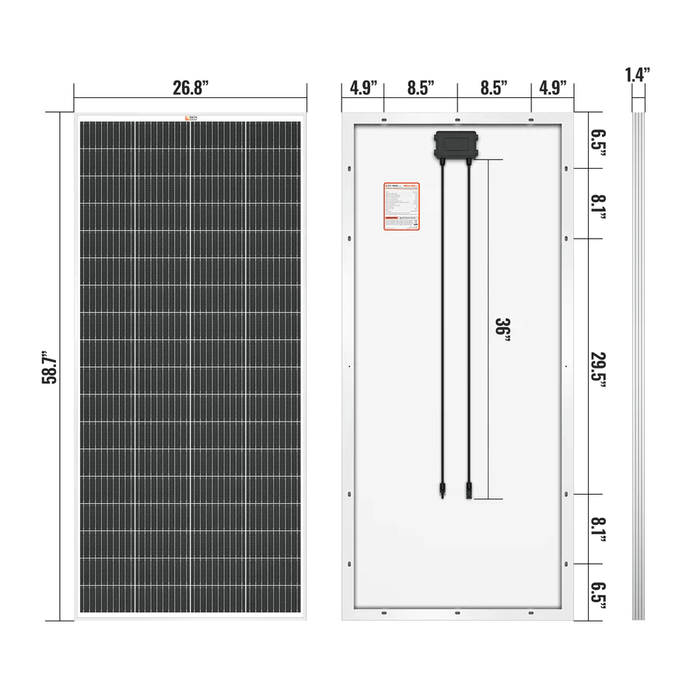 Rich Solar MEGA 200 Watt Monocrystalline Solar Panel | 24V Panel | Anti-Reflection Coating  Rich Solar   