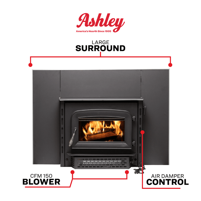 Ashley AW1820E Wood Stove Insert | Heats 1,200 Sq. Ft. 69,000 BTUs Heating Ashley   