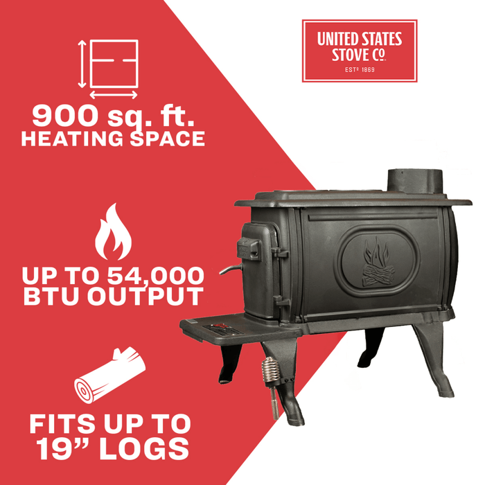 US Stove Company Wood Stove Cast Iron | Heats 900 Sq. Ft. Heating US Stove Company   