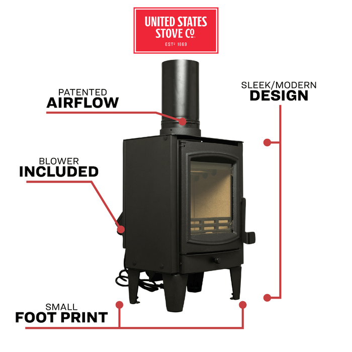 US Stove Company TH-100 Compact Wood Stove | Heats 750 Sq. Ft. Heating US Stove Company   